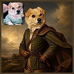 A fluffy puppy in a mint-green shirt lounges on a dark couch, gazing at the camera with the serious expression of a tiny fashion model who has just discovered sleeves. A hand gently pets the pup from the side, adding an extra dose of cozy charm.