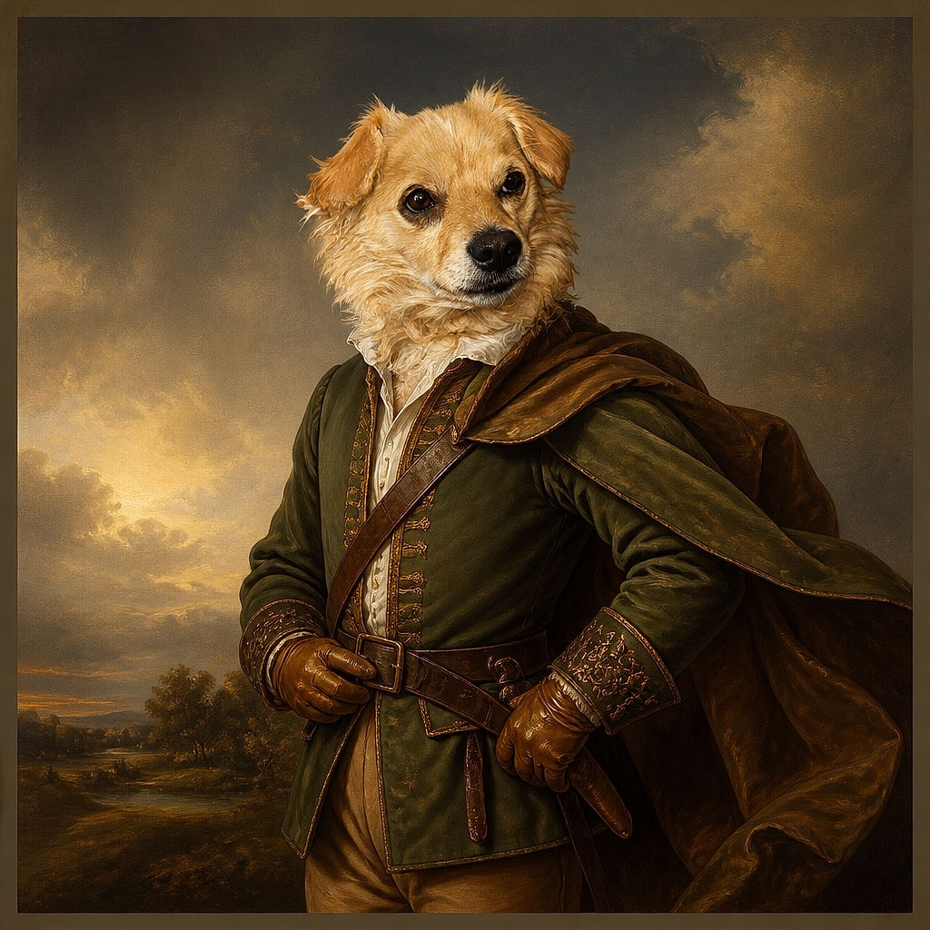 A fluffy puppy in a mint-green shirt lounges on a dark couch, gazing at the camera with the serious expression of a tiny fashion model who has just discovered sleeves. A hand gently pets the pup from the side, adding an extra dose of cozy charm.