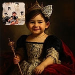 A joyful baby girl sits on a patterned blanket surrounded by black, gold, and transparent balloons, with black bows decorating the white wall behind her. She's dressed adorably in a black and white outfit with matching headband, beaming a bright smile that lights up the festive scene.