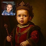 A wide-eyed toddler in playful Halloween-themed pajamas looks surprised or curious, sitting indoors with a slightly cluttered background including water bottles and a rose on a dresser.