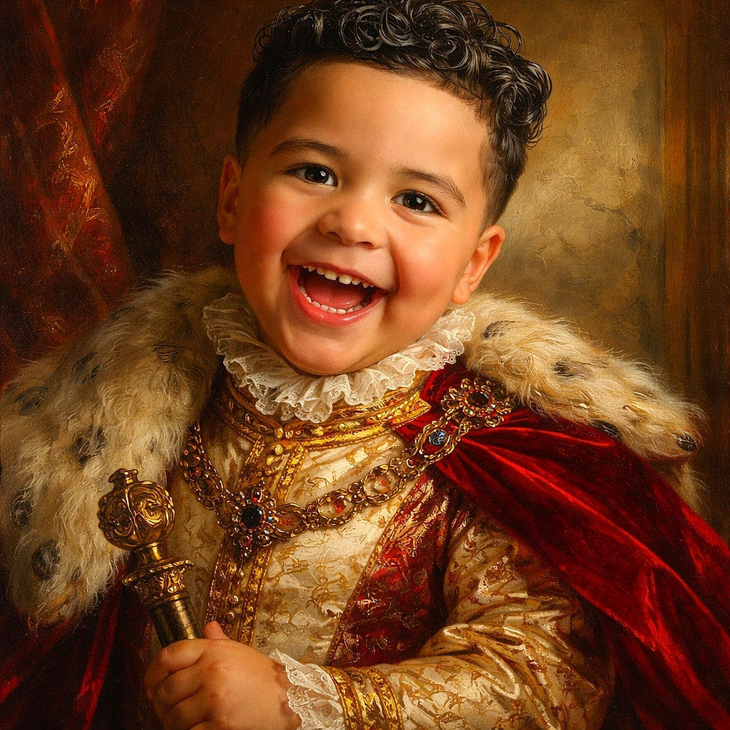 A joyful young boy with curly hair is laughing heartily while sitting next to a window with sunlight streaming in. He's wearing a vibrant red shirt with a playful bear graphic and the word 'ADVENTURE' prominently displayed, adding to the cheerful and lively atmosphere of the photo.
