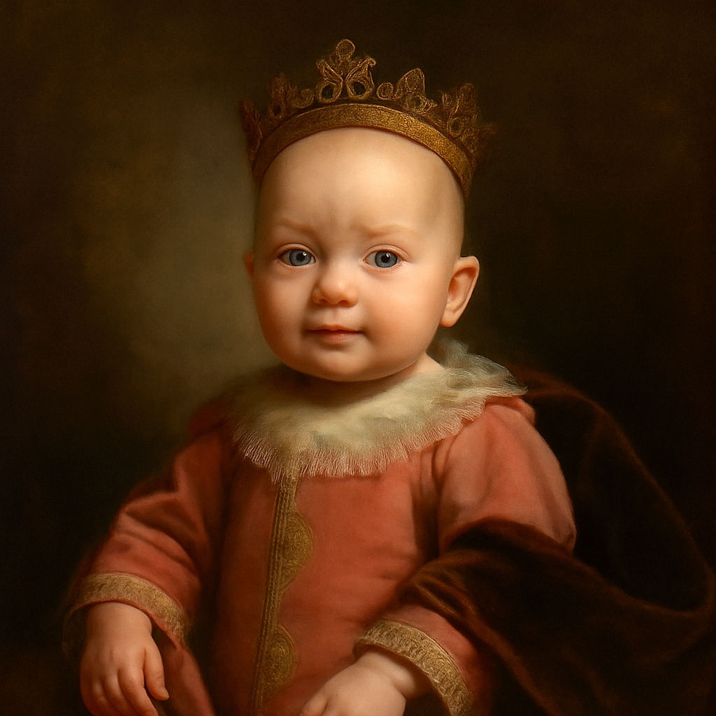 A cozy baby dressed in a heart-patterned pink onesie lies on a quilted blanket, with a quirky plush toy sporting big round glasses and a colorful scarf resting nearby, creating a warm and adorable scene.