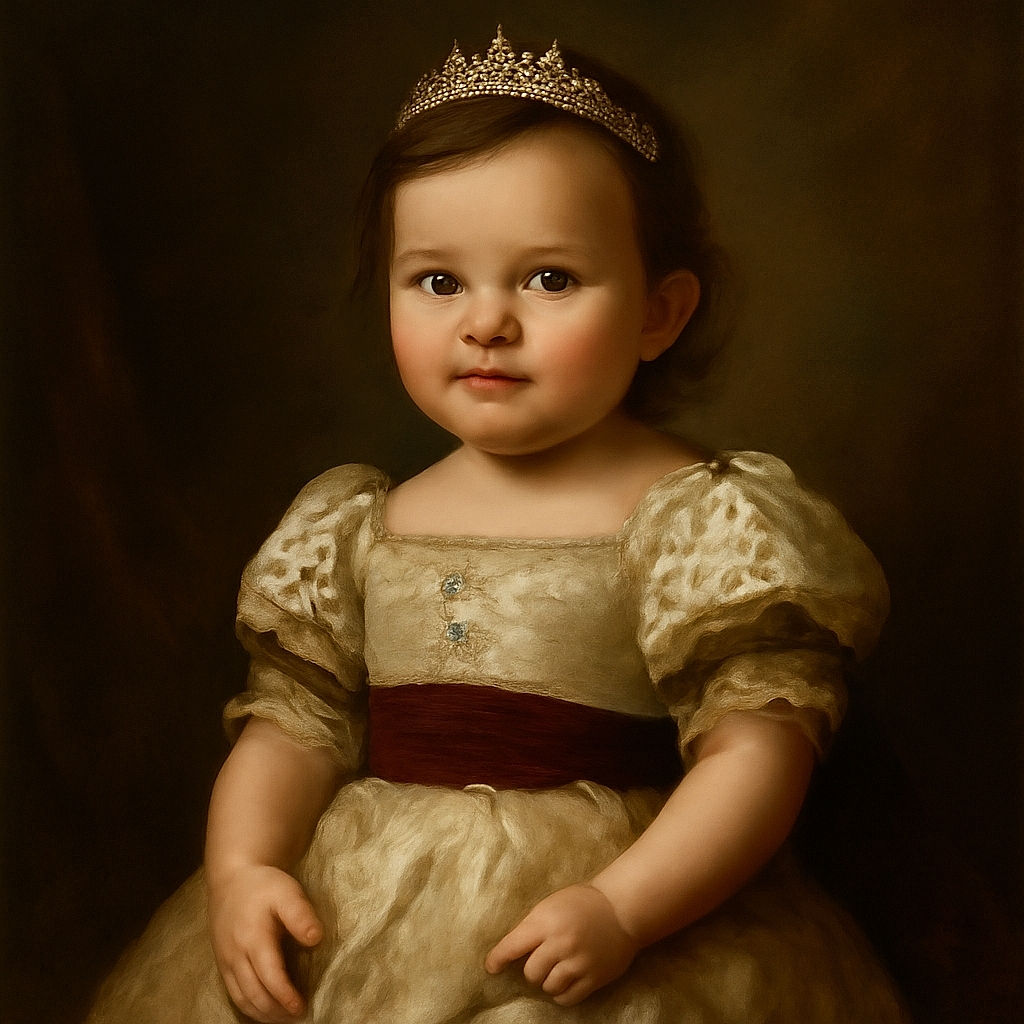 A cute baby wearing a Minnie Mouse outfit is lying on a fluffy pink blanket, reaching out with a wooden sign that says 'Five Months' upside down. Around the baby, colorful plush toys add a playful vibe to the cozy scene.