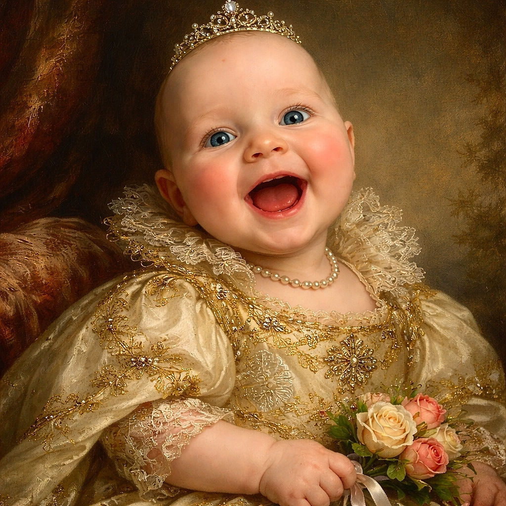 A delighted baby in a heart-patterned fleece is mid-giggle, eyes wide and mouth open like a tiny opera singer — a cozy playmat and a chunky toy peek in the background while rosy cheeks steal the show.