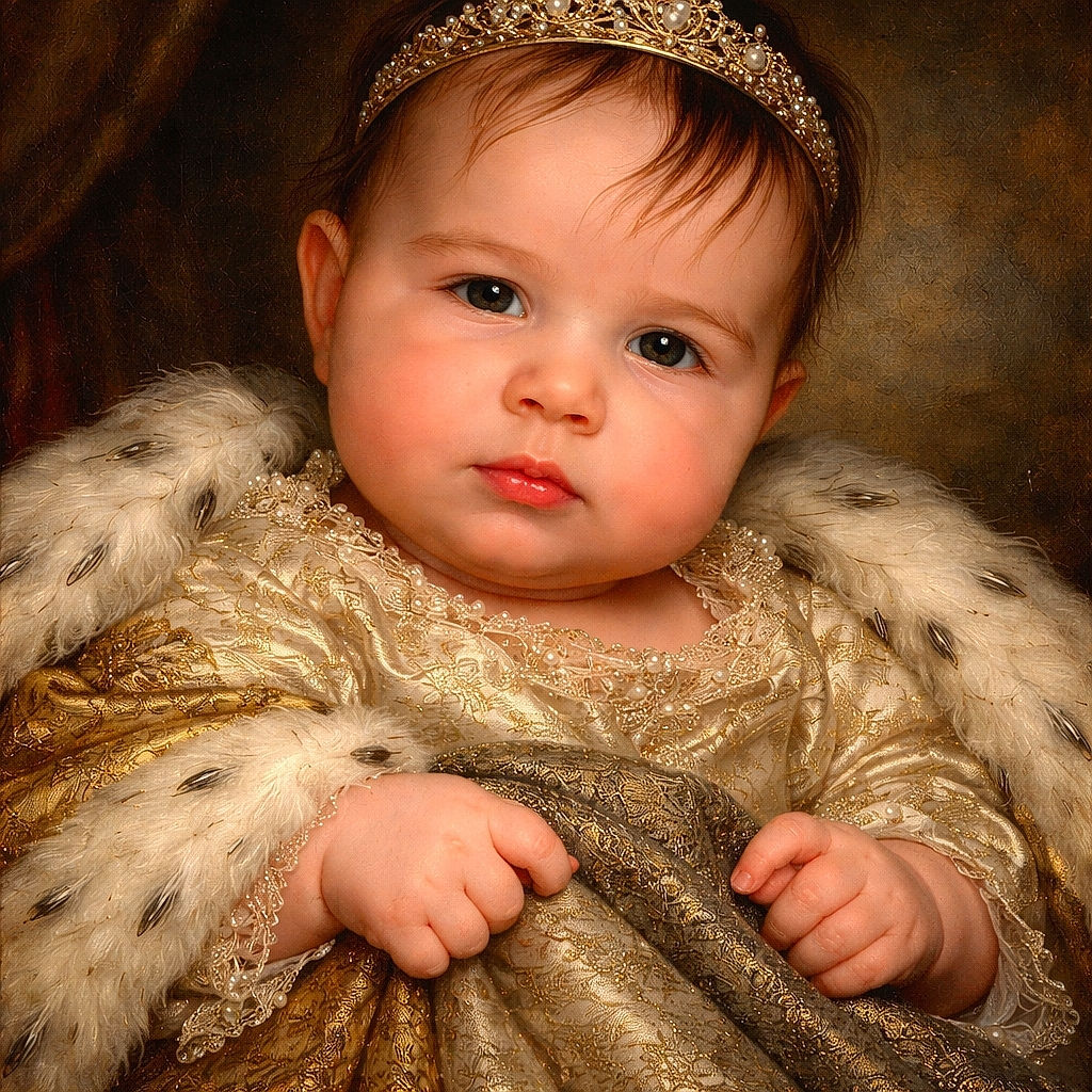 A chubby-cheeked baby gives a deadpan, 'are we doing this?' stare while clutching a gray blanket; wet glossy lips, wisps of hair on the forehead, and a purple shirt in the background make this intimate, cozy close-up both adorable and mildly suspicious of snack intentions.