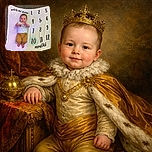 A cheerful baby lying on a milestone blanket that says 'watch me grow' with numbers 1 to 12 and a circle highlighting 10 months. The baby is wearing a patterned shirt and mustard pants, looking content and slightly playful with hands in motion.