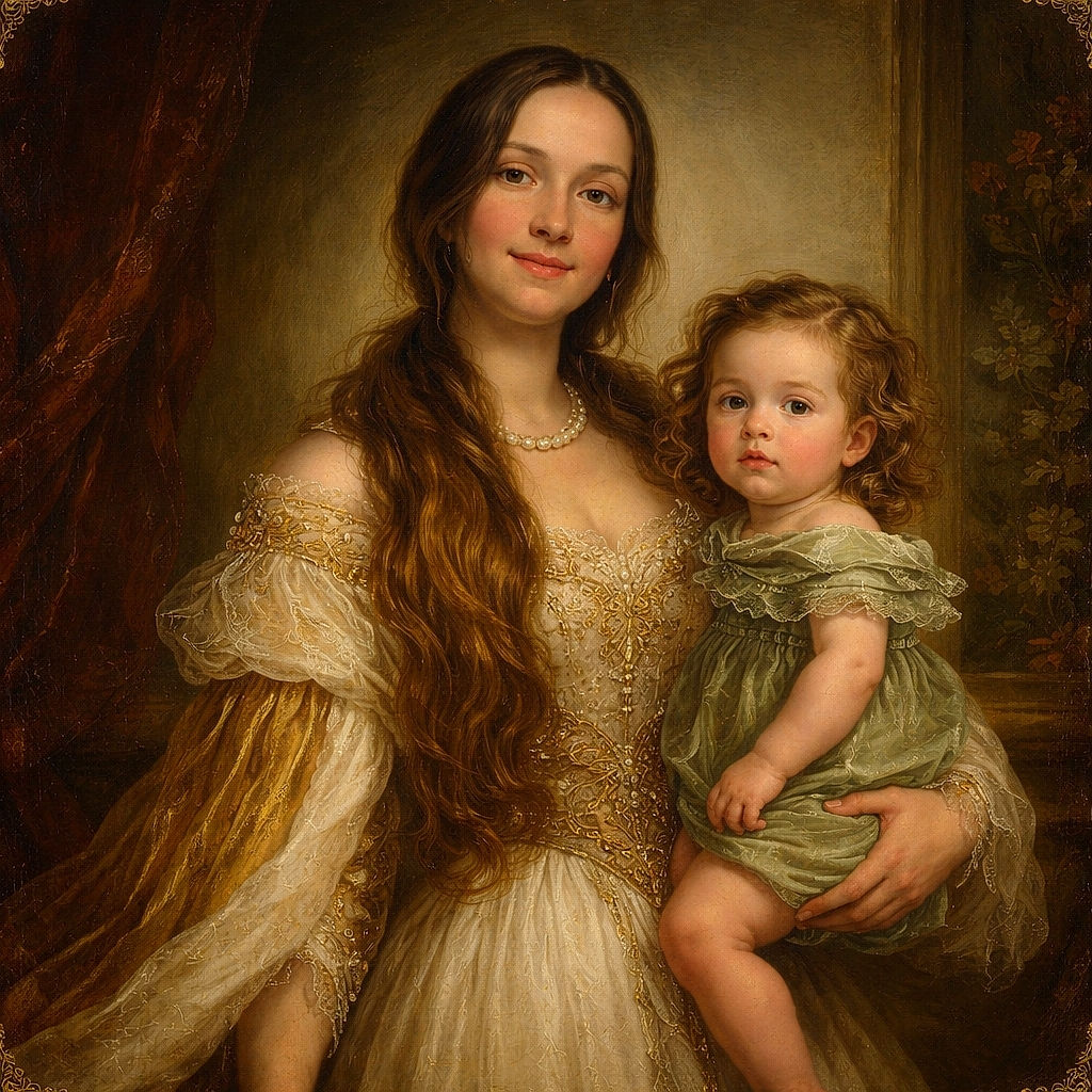 A proud parent wearing a tiny human like the latest fashion accessory — a sleepy toddler is strapped into a carrier with a mildly unimpressed expression while the cozy living room, couch, curtains and a pile of colorful toys provide the domestic stage.