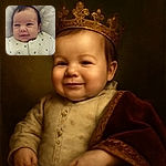 A cute baby with a subtle smile lies on a patterned pillow, wearing a cozy outfit dotted with tiny paw prints, radiating pure innocence and warmth.