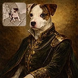 A cute puppy with a white and brown spotted coat sits adorably on a patterned mattress next to a white pillow and a crumpled towel, looking up with big, soulful eyes as if plotting its next playful move.