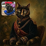 A serious-looking tortoiseshell cat has claimed a blue plastic bin as its personal throne, staring into the camera like the household manager conducting an important inspection. Around it are notebooks, blankets, cushions, and cozy furniture, creating the perfect indoor office for feline paperwork.