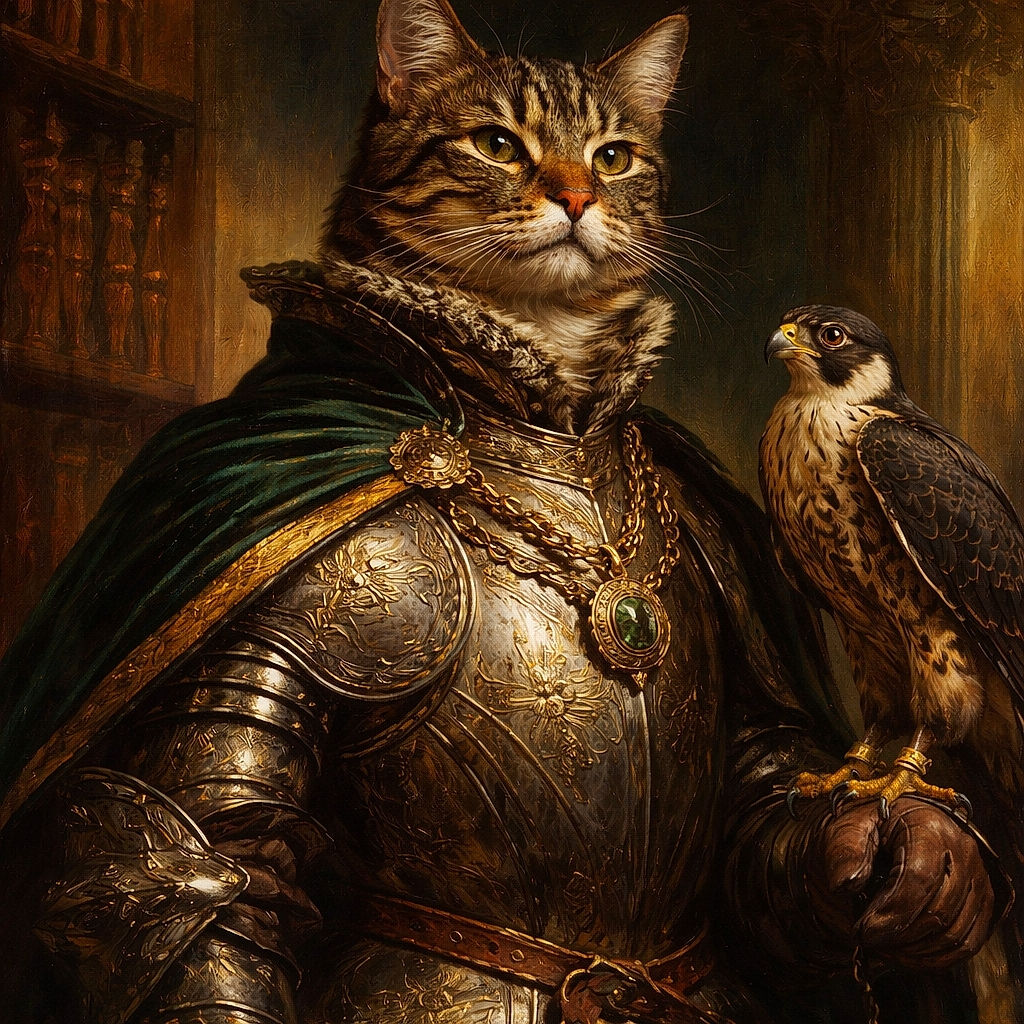 A solemn tabby perched like a tiny, judgmental monk on a windowsill — eyes half-closed, stripes on proud display, and a ghostly reflection behind as if it summoned a cat doppelgänger to witness your snacks.