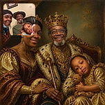 A cheerful family selfie captures a smiling woman, a grandpa sporting a wide-brimmed hat and glasses, and a little one lounging dramatically with a baby bottle—clearly the smallest family member has mastered the art of posing like a tiny celebrity.