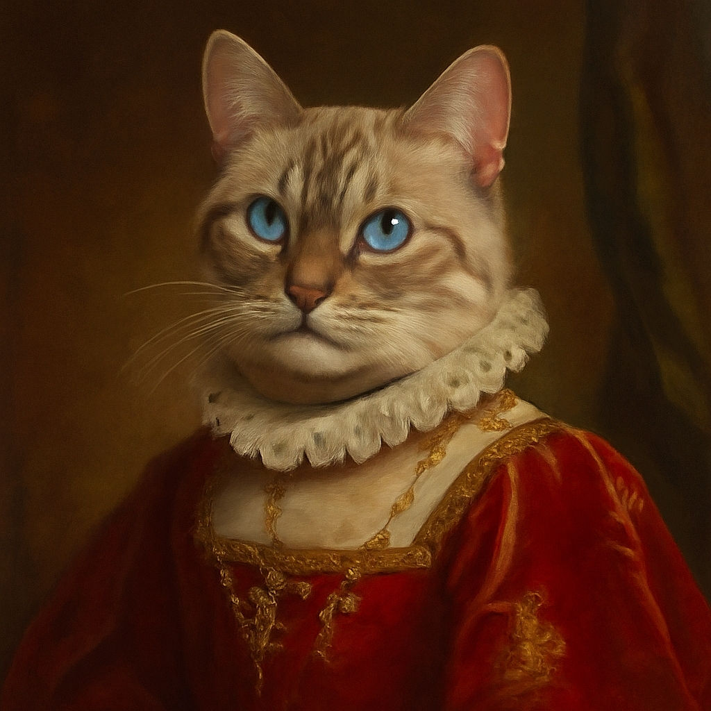 A cozy selfie featuring a woman smiling warmly while holding a large, fluffy cat with striking blue eyes and a bell collar, both sharing a moment of calm indoors with soft natural light streaming in from a window.