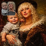 A cozy selfie featuring a smiling baby and a stylish adult with curly blonde hair and a black hat, sharing a warm moment indoors with soft lighting and casual attire.
