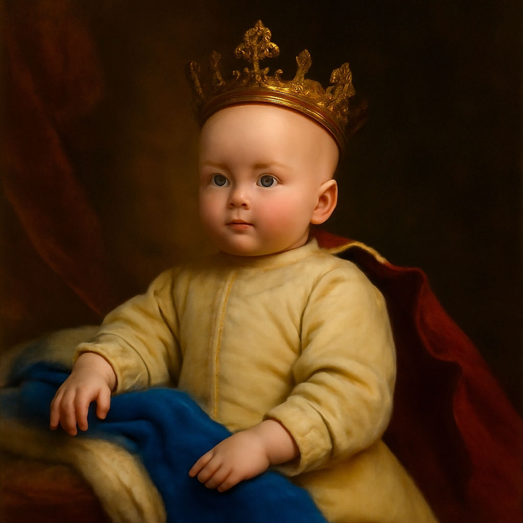 A slightly blurry photo of a baby lying in a cozy blue and white cushioned seat, surrounded by a pile of clothes and blankets in the background, giving a casual and homey vibe.