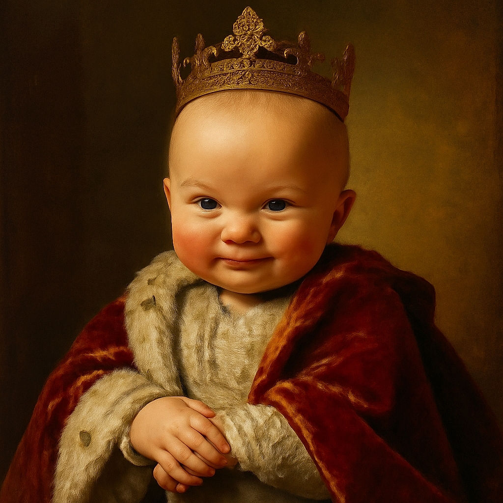 A cute baby is lying on their stomach, smiling mischievously at the camera with a cozy couch and blanket in the background, creating a warm and homey vibe.