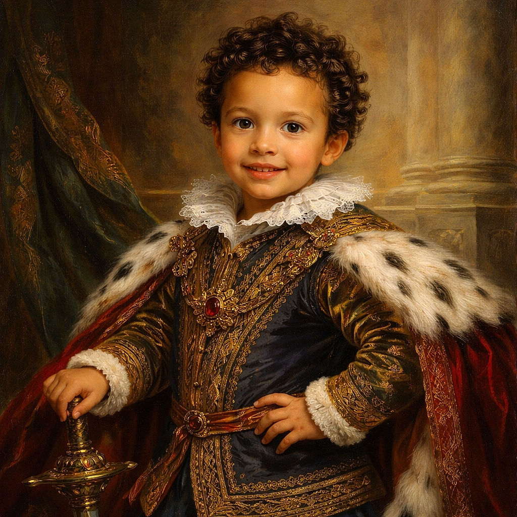 A joyful toddler is riding a bright red toy motorcycle indoors, with a beautifully decorated Christmas tree and wrapped presents glowing in the background. The cozy living room is filled with playful clutter, including a chair, table with cups, and scattered toys, capturing a warm holiday moment.