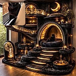 A sassy black cat on a windowsill giving you the slow-burn stare of judgment — whiskers on point, yellow eyes glowing, and plotting world domination (or dinner).