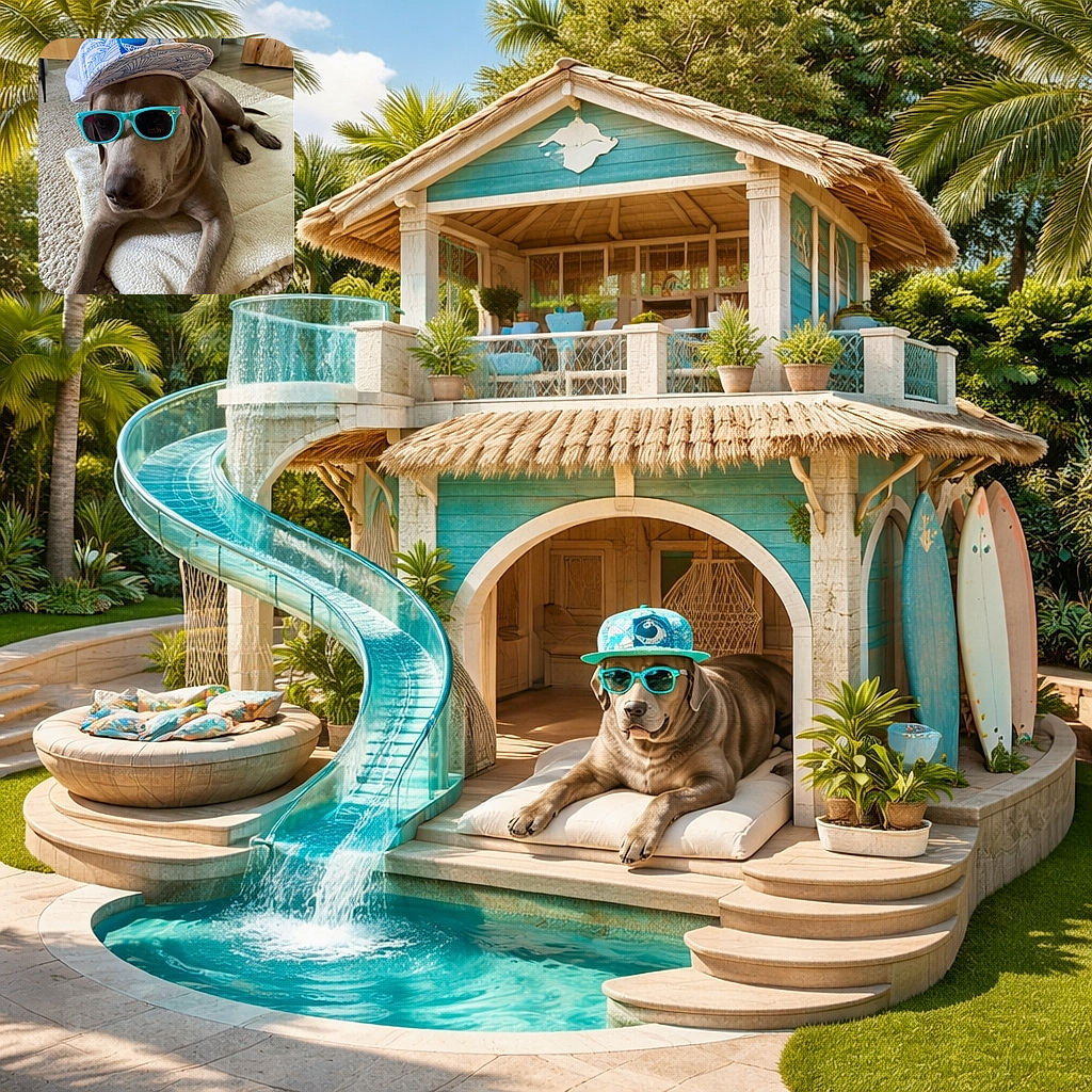 A cool dog is lounging on a cozy blanket, rocking a stylish white and blue cap and bright turquoise sunglasses like the ultimate canine fashionista.