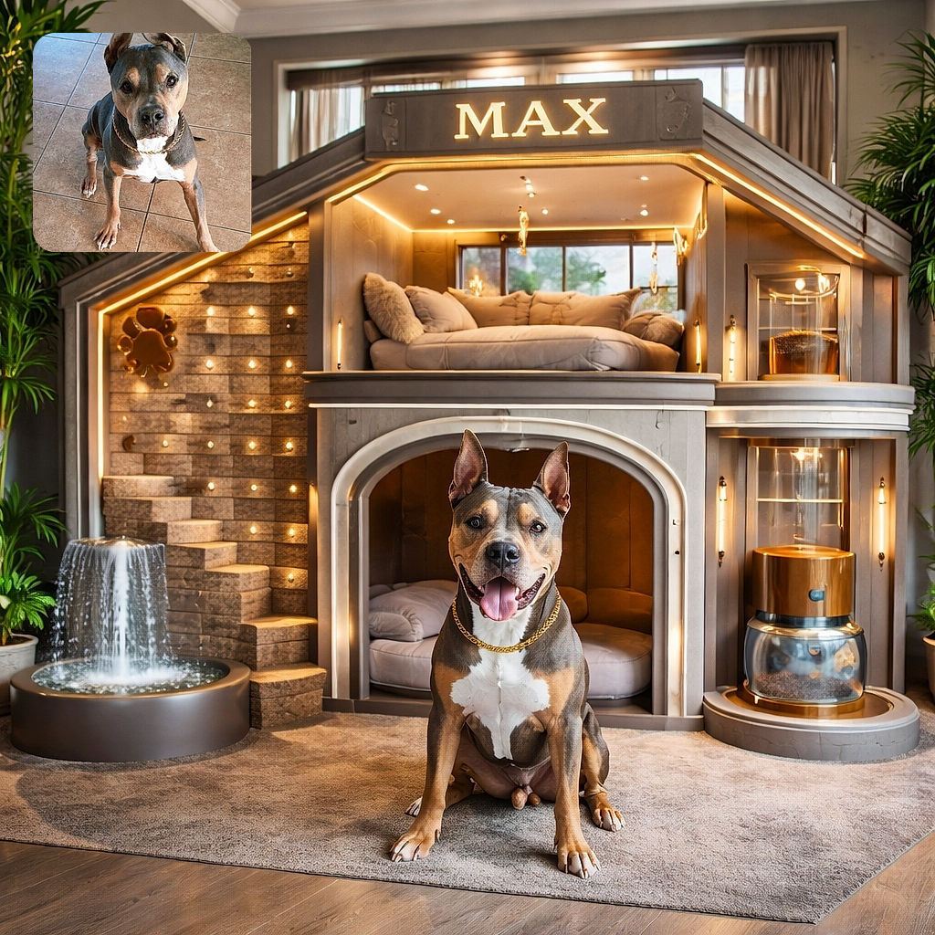 A charming dog with a gold chain collar sits attentively on a tiled floor, ears perked up as if ready for a treat or command. The lighting highlights the dog's expressive eyes and smooth coat, while the TikTok watermark adds a modern social media vibe.