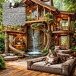 A majestic fluffy cat lounges regally on a textured gravel surface, looking directly at the camera with an air of feline royalty and a white chest that contrasts beautifully with its brown and black fur.