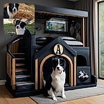 Two charming black and white Border Collies pose outdoors, one sitting by a haystack with a big smile, the other on grass with a curious head tilt. The text overlays in French humorously mark their ages, making it a heartwarming tribute to these fluffy pals.