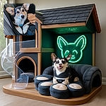 A charming corgi puppy lounges comfortably on a car seat, looking up with big, soulful eyes and oversized ears that make it look adorably alert. The cozy interior and soft blanket add warmth to the scene, capturing a perfect moment of canine cuteness and curiosity.