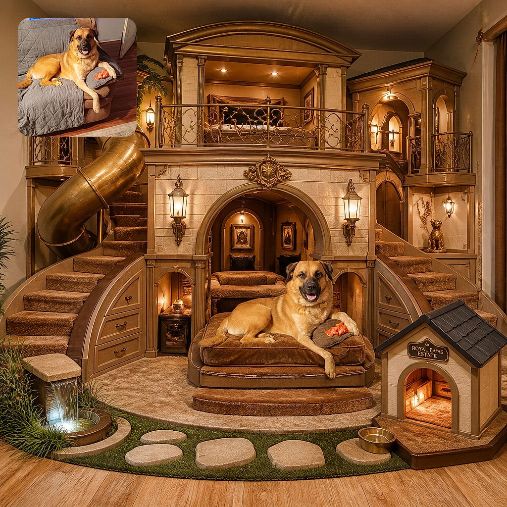 A cheerful dog lounges like the undisputed king of the couch, proudly guarding a tiny orange toy while an aquarium provides a glamorous underwater backdrop. One paw hangs dramatically over the cushion, suggesting this model has mastered both relaxation and runway posing.