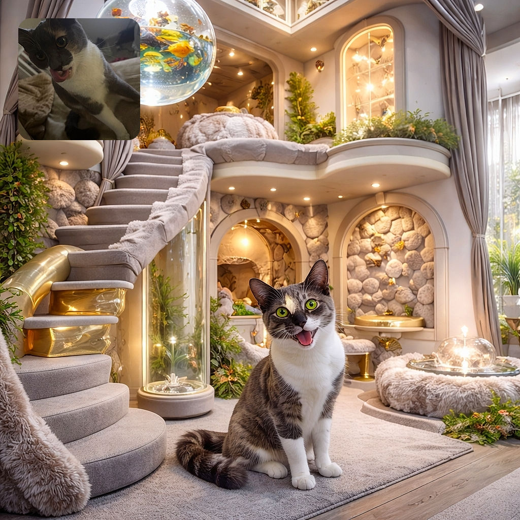 A mischievous cat caught mid-lick, tongue out and eyes wide as if auditioning for a dramatic feline soap opera — cozy blanket stage, soft low light, and an impeccable sense of timing.