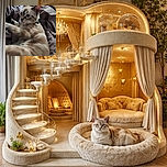 A slightly blurry photo of a light-colored cat with darker markings lounging on wrinkled bedding, looking off to the side with curious eyes, capturing a candid and cozy moment.