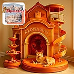 A collage of a relaxed orange tabby cat lying on gravel near a wheel, with a cartoon Jerry from Tom and Jerry and the large gothic red text 'Thomasina' overlaying the image. The cat looks content and slightly sleepy, while the cartoon and text add a playful and whimsical touch.
