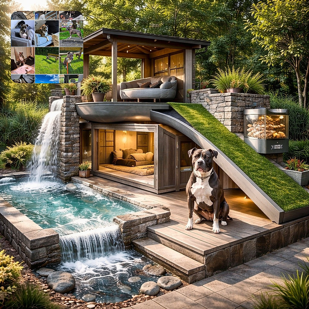 A charming collage of a dog in various settings — lounging on couches, exploring outdoors, posing indoors, and enjoying a car ride. The dog showcases different moods from alert and curious to relaxed and sleepy, capturing the essence of a loyal companion's daily adventures.