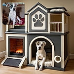 A cute puppy with a black patch over one eye sits on a cozy couch covered with blankets. The background shows some household items slightly out of focus, making the puppy the clear star of this warm, homey snapshot.