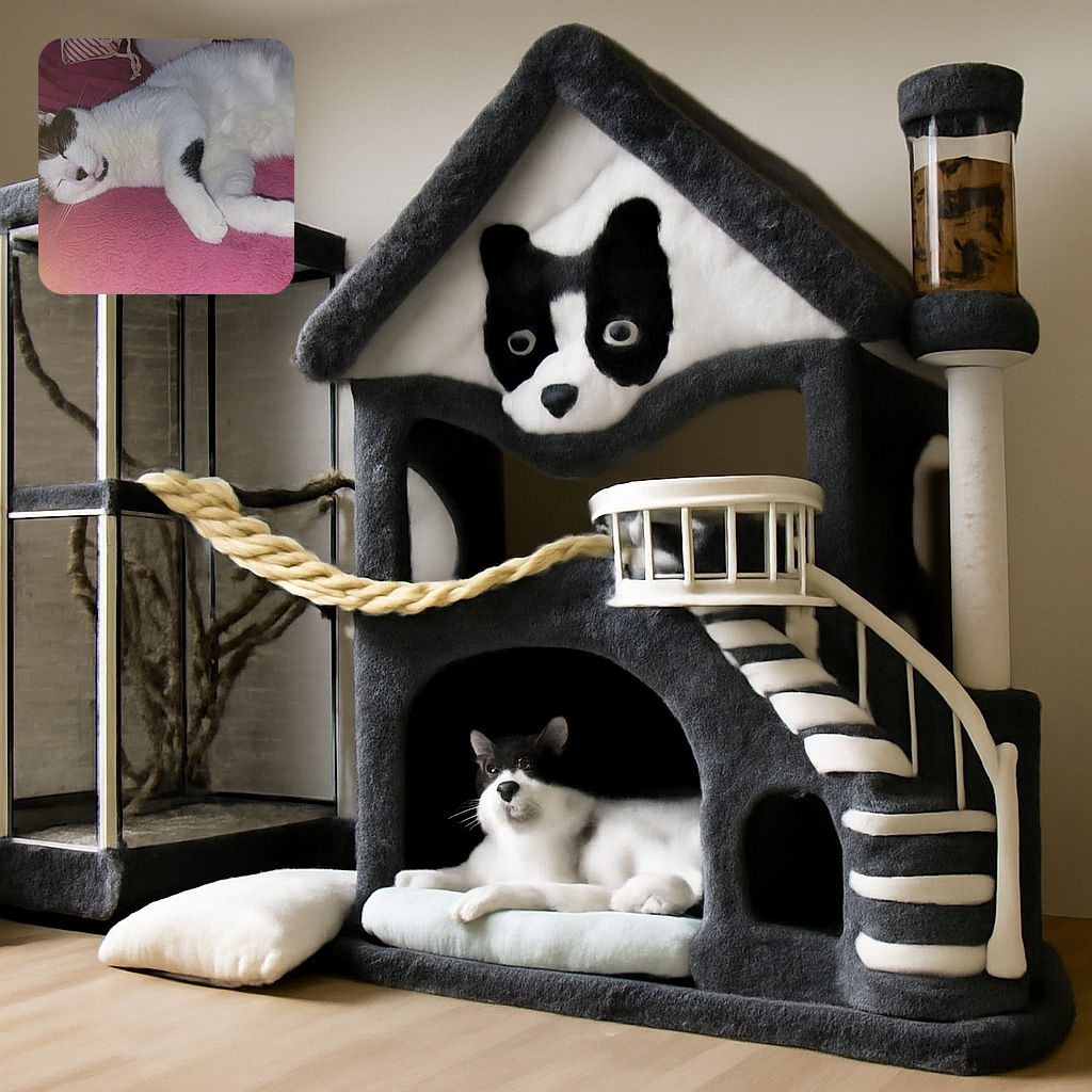 A cozy black and white cat is napping peacefully on a textured pink blanket, with its eyes closed and paws relaxed, radiating ultimate comfort and calm vibes.