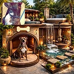 A dignified dog with a shiny chain collar poses in profile against a textured wall, basking in the sunlight like a canine statue of nobility. The bold red alert banner at the top adds a sense of urgency to this otherwise calm portrait.