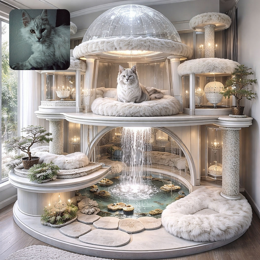 A fluffy white cat stares like a moody little philosopher, whiskers proudly splayed, one paw draped like it pays rent for the couch. Moody low light gives the scene dramatic vibes — it clearly knows it looks majestic.