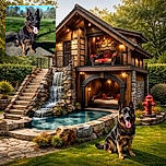 A proud German Shepherd perched on a park rock like it owns the lawn — tongue flopping, ears at attention, eyes warm and alert while the background melts into a soft bokeh. Pure canine confidence and sunshine energy.