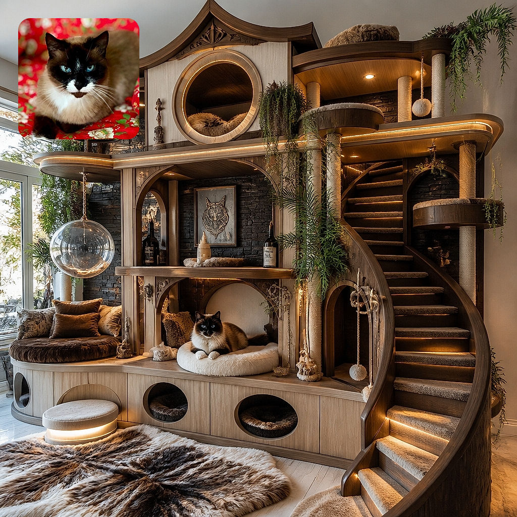 A dignified Siamese cat lounges on a vivid red floral blanket, staring into the camera with icy blue eyes and the unmistakable expression of a tiny feline aristocrat judging everyone in the room.
