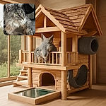 A majestic, fluffy gray cat with piercing yellow-green eyes lounges on a soft textured surface, gazing intently to the side as if plotting its next grand adventure.