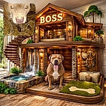 A close-up photo of a dog covered in dirt or mud, staring intently at the camera from inside a cage with straw bedding. The lighting highlights the texture of the dog's fur and the dirt, giving a rugged and earthy vibe.