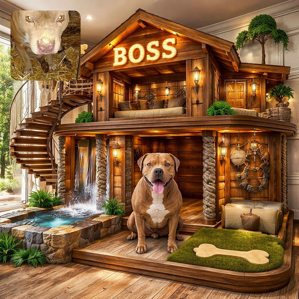 A close-up photo of a dog covered in dirt or mud, staring intently at the camera from inside a cage with straw bedding. The lighting highlights the texture of the dog's fur and the dirt, giving a rugged and earthy vibe.