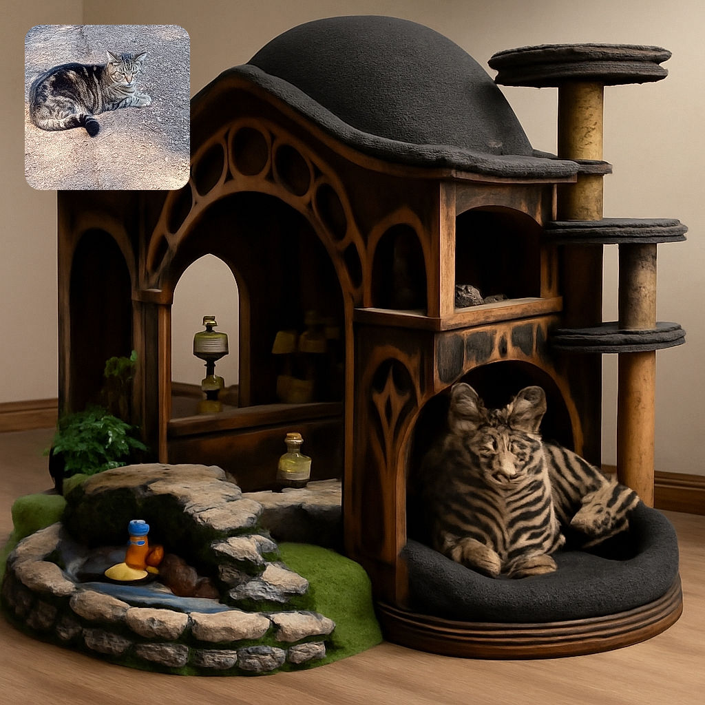 A tabby cat lounges on a patch of dirt, seemingly plotting its next adventure or nap, with its stripes blending perfectly into the earthy background.