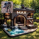 A happy black dog with a green collar and pink leash sits attentively on a leafy ground, tongue out as if ready for a walk or some fun, with a shoe visible at the bottom edge suggesting a friendly human nearby.