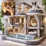 A charming gray and white cat lounges with a relaxed paw draped over the edge of its cozy perch, staring wide-eyed with curiosity and a hint of mischief. The warm indoor lighting casts a soft glow, highlighting the cat's expressive face and whiskers, while the background reveals a casual home setting with a bottle and shelves.