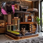 A serious-looking tabby cat sits regally on a bright pink cushion, posing like a tiny furry monarch who has just convened an important meeting about treats. Its crossed paws and giant alert ears give the portrait an adorably dignified expression.