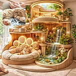 A cozy ginger cat is curled up in a peaceful slumber, with one paw adorably covering its face like it's blocking out the world or a bright morning sun. The soft focus on the fur and the patterned blanket add to the snug and warm atmosphere.