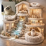 A fluffy blue‑eyed kitten stares at the camera like it’s practicing for royalty auditions — ruffly mane, tiny whiskers, and a neutral wall backdrop that says ‘less is more’ while the bed sheet provides an ad‑hoc throne.