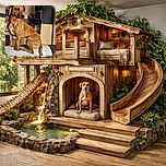 A sleek brown dog with a white chest patch is perched elegantly on the back of a couch, bathed in warm natural light from a nearby window. The modern kitchen in the background adds a cozy home vibe, while the dog's attentive gaze suggests it's ready for adventure or maybe just a treat.