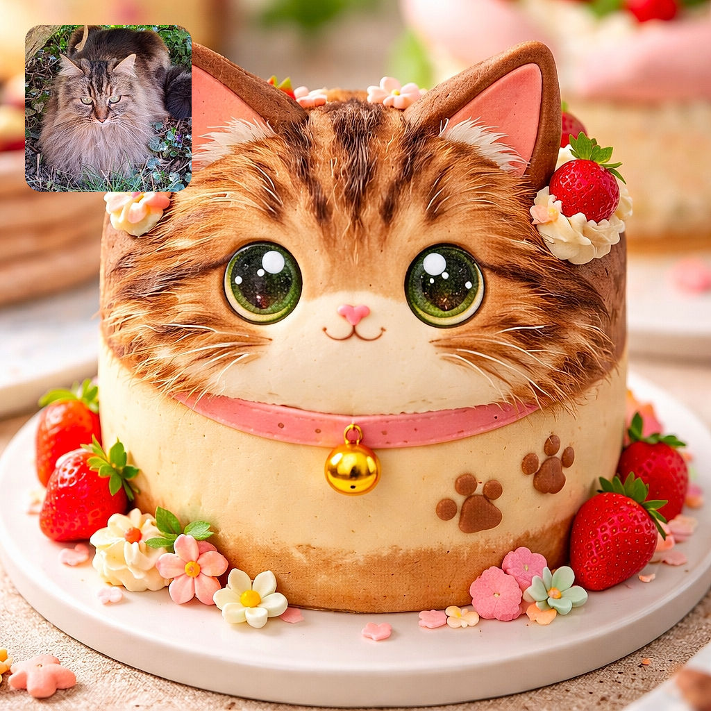 A majestic floof: a long-haired tabby nestling under twisty roots like a tiny, judgmental lion — green eyes locked on the camera, whiskers at full alert, and a mane that could hide a small village.