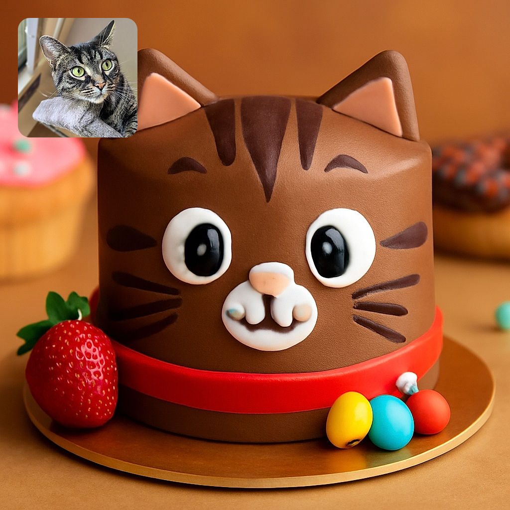 A close-up shot of a curious tabby cat with striking green eyes perched comfortably on a soft, gray cat tree, with a blurred indoor background providing a cozy atmosphere.